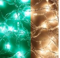 Гирлянда эл. вьюн 9м 100LED аква+шампань пост. свечение ПВХ прозрачный 220В 384104 СНОУ БУМ